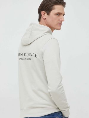 Pamučna hoodie s kapuljačom Armani Exchange zelena