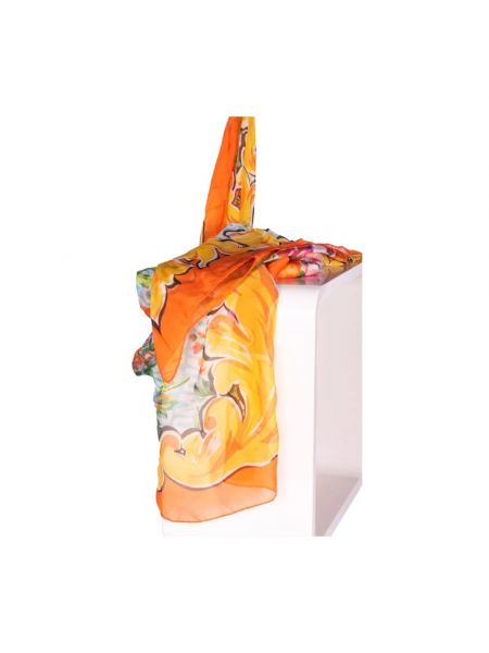 Pañuelo de seda de flores Moschino naranja
