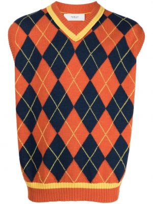 Pomarańczowy sweter z wzorem argyle Pringle Of Scotland