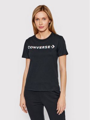 Gėlėtas marškinėliai Converse juoda