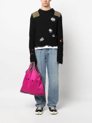 Shopper kabelka s potiskem Marni růžová