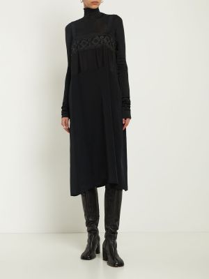 Jedwabna sukienka midi z wiskozy z krepy Maison Margiela czarna