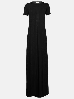 Jersey gyapjú hosszú ruha Saint Laurent fekete