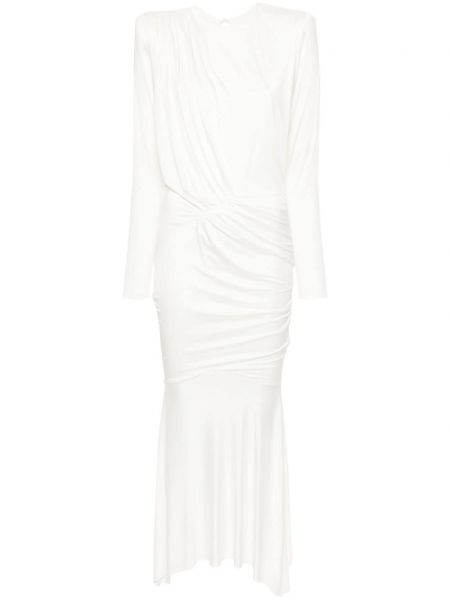 Večernja haljina s draperijom Alexandre Vauthier bijela