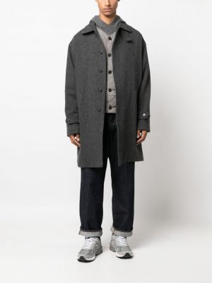 Manteau en laine à imprimé à motif chevrons Mackintosh gris