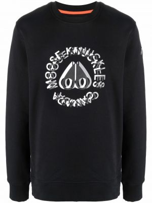 Trykt bomull sweatshirt Moose Knuckles svart