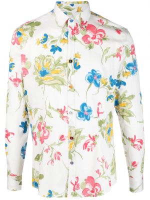 Květinová bavlněná košile s potiskem Daniele Alessandrini bílá
