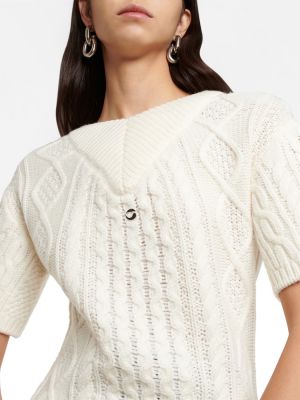 Вълнен пуловер Coperni бяло