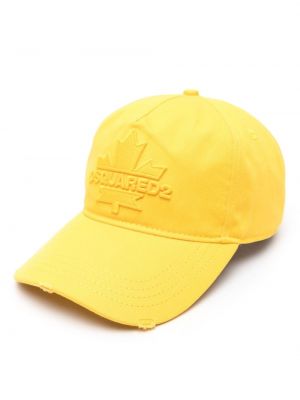 Medvilninis siuvinėtas kepurė Dsquared2 geltona