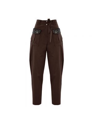 Spodnie z cekinami z kieszeniami Kocca brązowe
