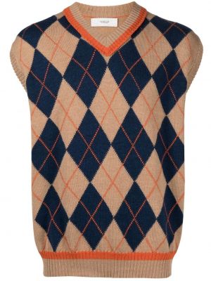 Sweter z wzorem argyle Pringle Of Scotland brązowy