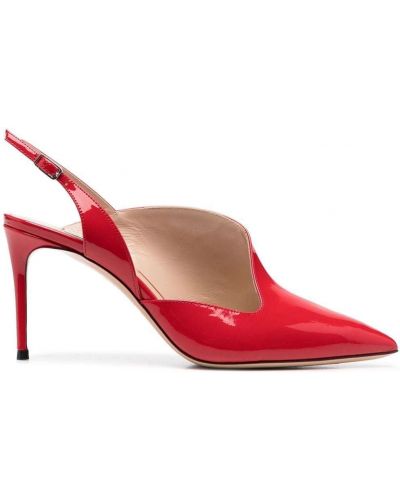 Асиметрични полуотворени обувки Casadei червено
