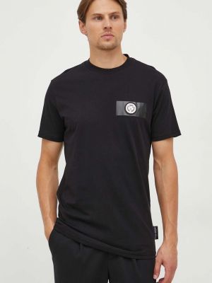 Хлопковая футболка с аппликацией Plein Sport черная