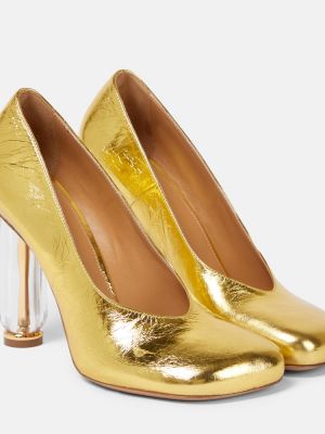 Pantofi cu toc din piele Dries Van Noten auriu