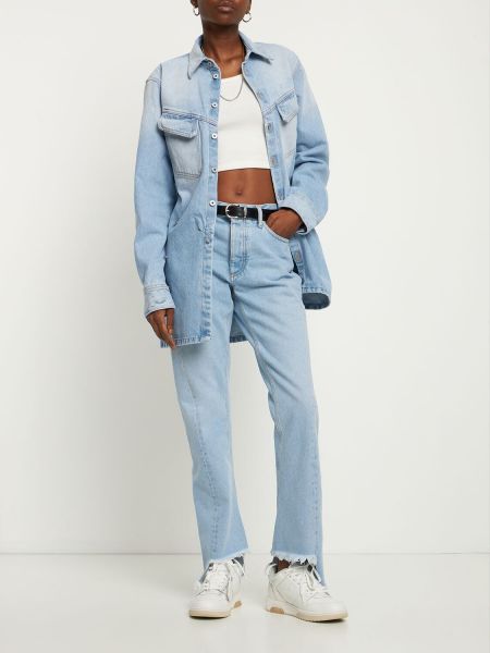 Bavlnené skinny fit džínsy Off-white modrá