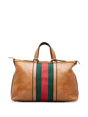 Dryžuota iš natūralios odos kelioninis krepšys Gucci Pre-owned