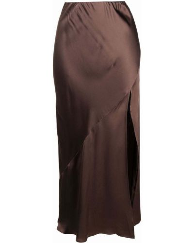 Шелковая с разрезом юбка 12 Storeez, коричневый
