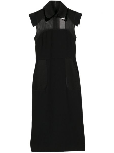 Midi šaty so sieťovinou Fendi Pre-owned čierna