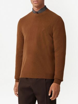 Kašmira džemperis ar izšuvumiem Burberry brūns