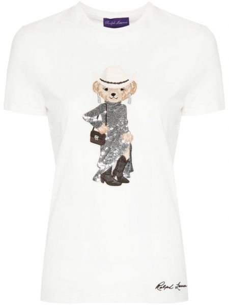 Broderet t-shirt Ralph Lauren Collection hvid