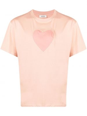 Herzmuster t-shirt aus baumwoll mit print Sandro pink