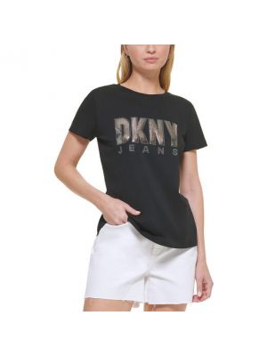 Camiseta manga corta de cuello redondo Dkny Jeans negro