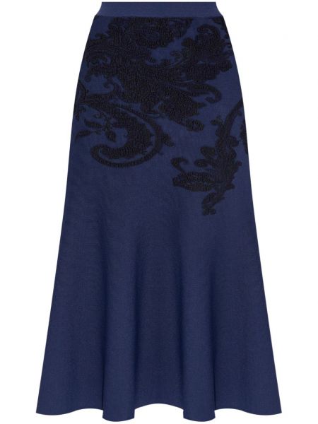 Siuvinėtas trapecijos sijonas Etro mėlyna