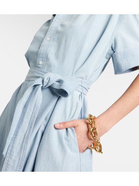 Midi šaty Polo Ralph Lauren modrá