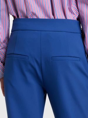 Slim fit ravne hlače z visokim pasom Veronica Beard modra