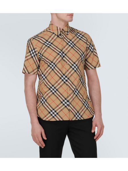Bombažna srajca s karirastim vzorcem Burberry rjava