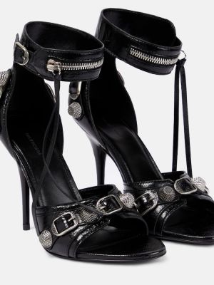 Kožené kožené sandále Balenciaga čierna