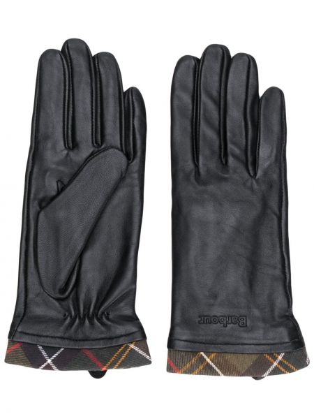 Kockované rukavice Barbour čierna