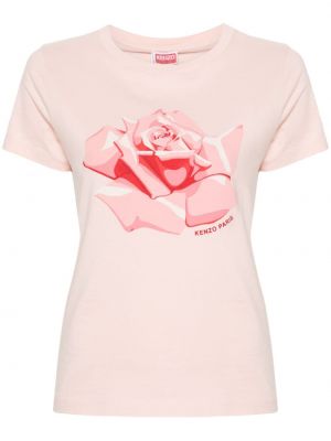 Памучна тениска с принт Kenzo розово