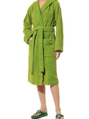 Хлопковый халат Bottega Veneta зеленый
