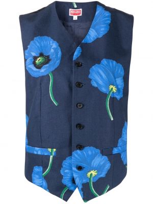 Floral bomull knappen opp vest Kenzo blå