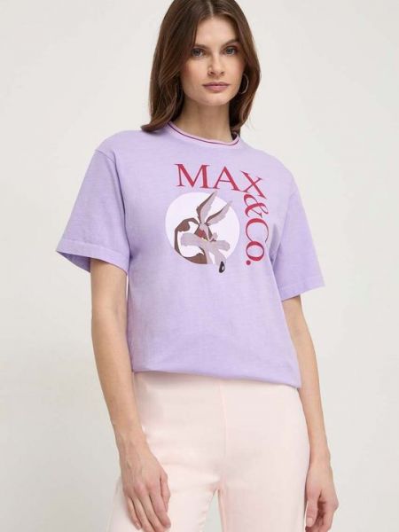 Хлопковая футболка Max&co фиолетовая
