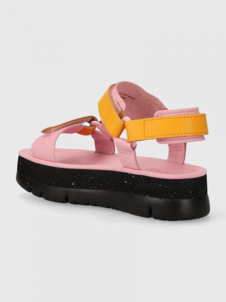 Sandale din piele cu platformă Camper roz