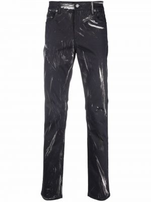 Pantalones rectos con estampado Moschino negro