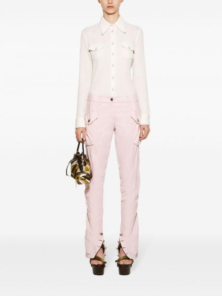 Bavlněné hedvábné cargo kalhoty Pucci růžové