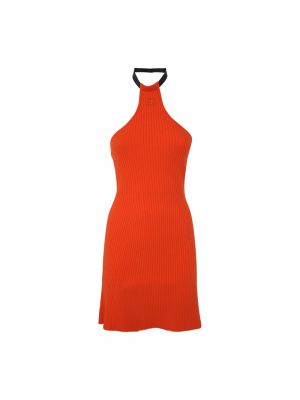 Dzianinowa sukienka mini Courreges pomarańczowa