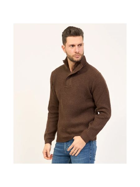 Sweter z wysokim kołnierzem Yes Zee brązowy