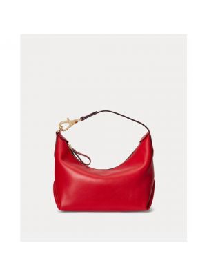 Bolsa de hombro de cuero con cremallera Lauren Ralph Lauren rojo