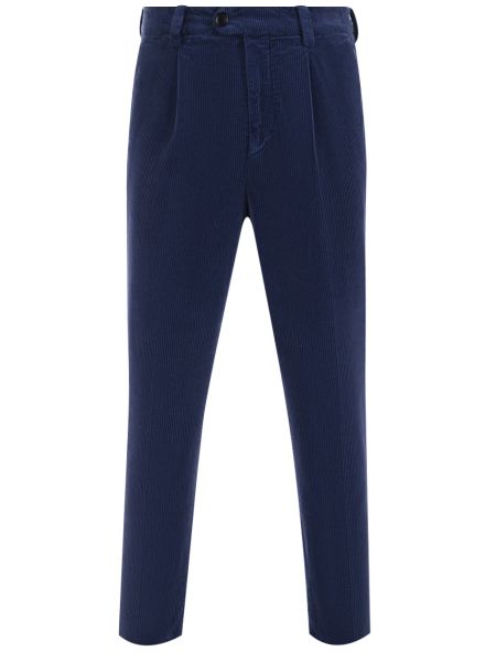 Вельветовые классические брюки Brunello Cucinelli синие
