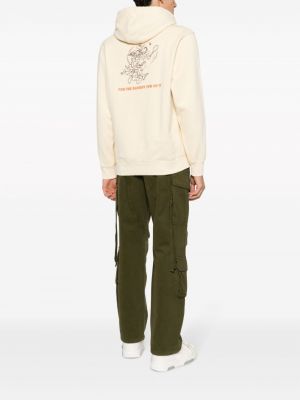 Kokvilnas kapučdžemperis ar apdruku Palmes balts