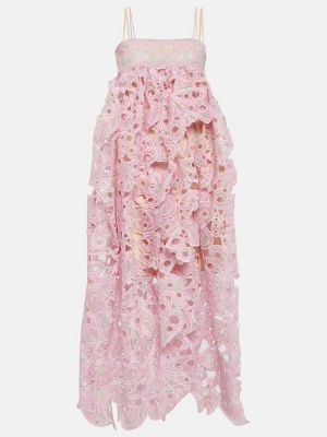 Sukienka długa z nadrukiem Susan Fang różowa