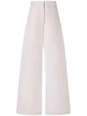 Pantalones de cintura baja de algodón bootcut Sportmax blanco