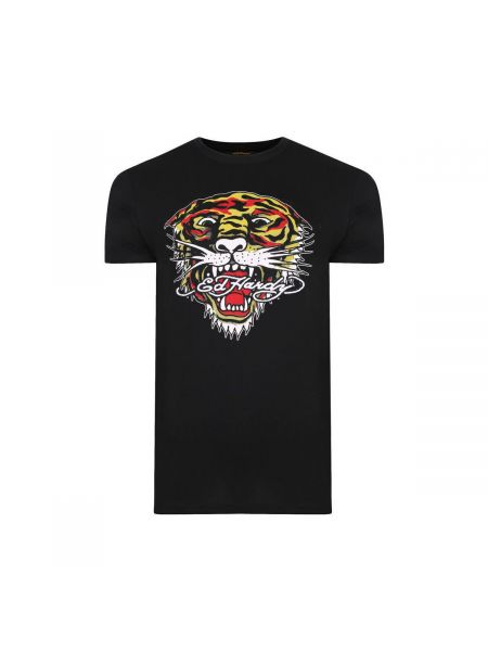 Koszulka z krótkim rękawem w tygrysie prążki Ed Hardy czarna