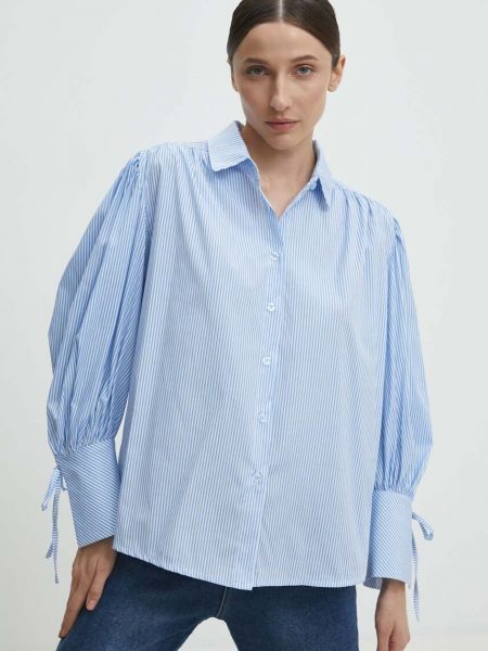 Clasic cămașă din bumbac cu croială lejeră Answear Lab albastru