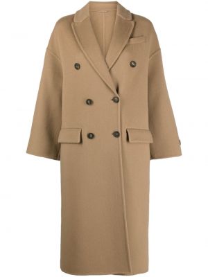 Vlněný kabát Brunello Cucinelli hnědý