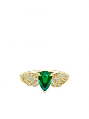 Pragnell Anello Tiara in oro 18kt con diamanti e smeraldo